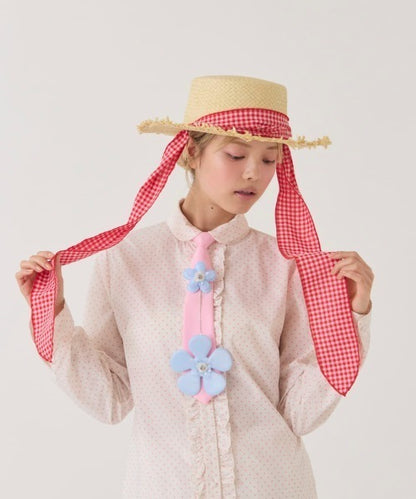 🇯🇵 kaorinomori 夢幻田園渡假風 蝴蝶結緞帶 編織草帽