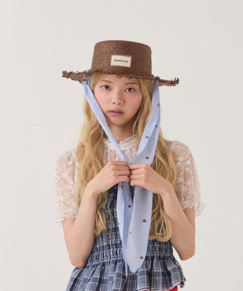 🇯🇵 kaorinomori 夢幻田園渡假風 蝴蝶結緞帶 編織草帽