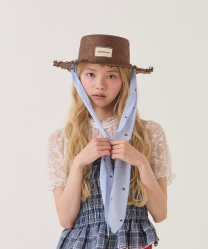 🇯🇵 kaorinomori 夢幻田園渡假風 蝴蝶結緞帶 編織草帽